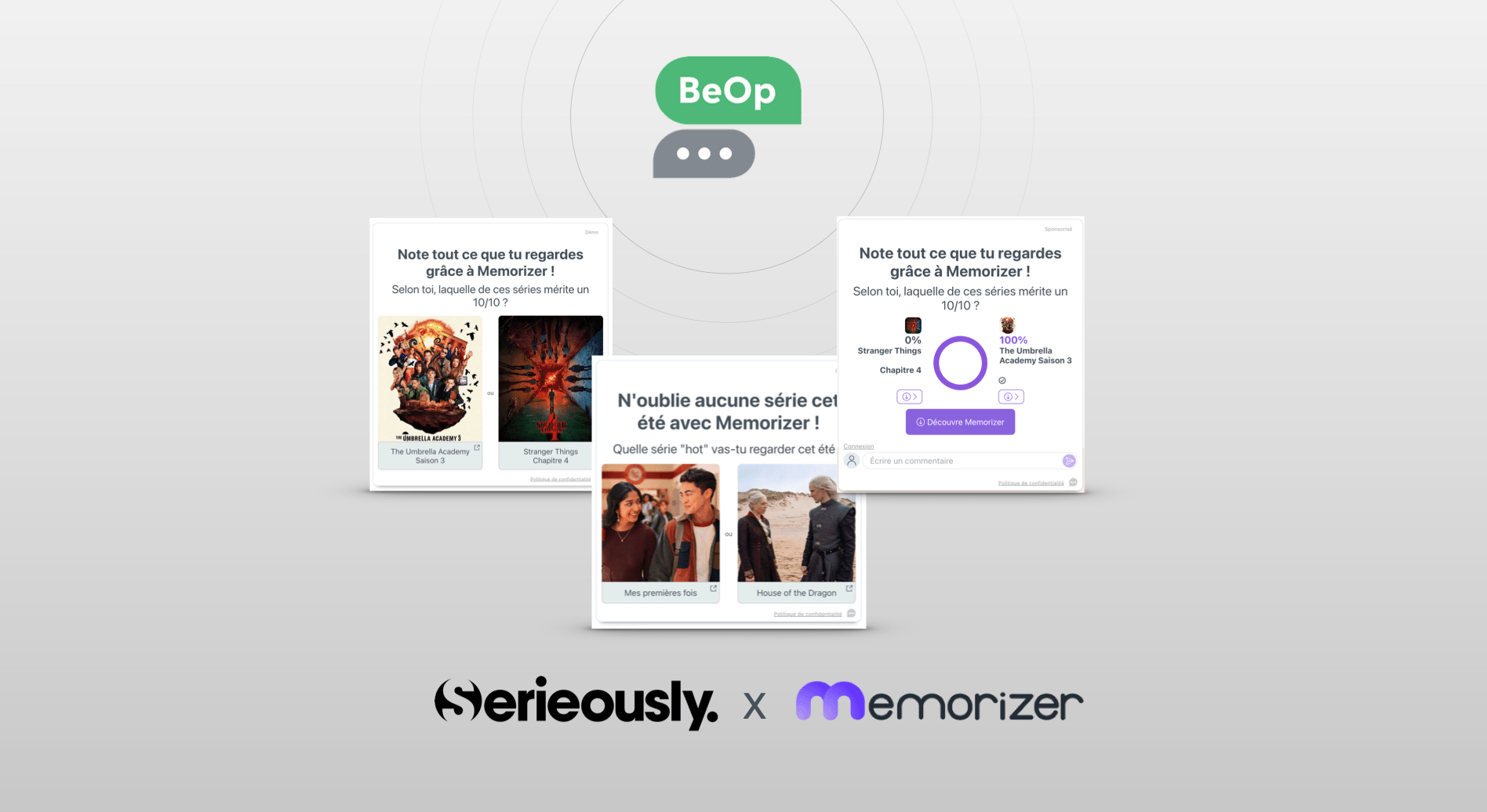 Serieously intègre BeOp pour sa nouvelle campagne avec Memorizer