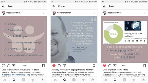 Repurpose images from your original blog post to use in Instagram albums.